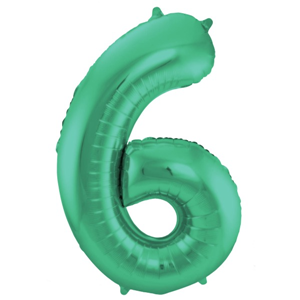 Groene Metallic Mat Folieballon Cijfer 6
